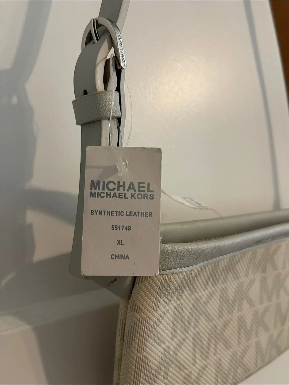 Michael Kors Cream Logo Belt Bag with Tan Strap